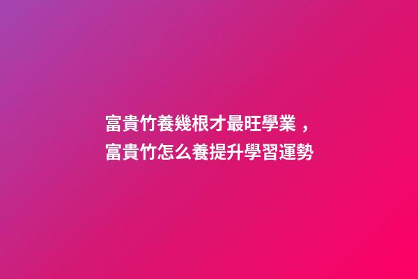 富貴竹養幾根才最旺學業，富貴竹怎么養提升學習運勢